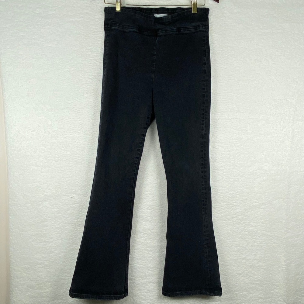 FRAME Women's 2 The Jet Set Flare Black High Rise Pull On Stretch Denim Jeans